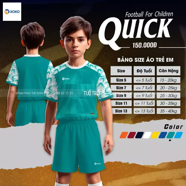 Quần áo bóng đá trẻ em Roko Quick