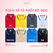 Đồng phục áo thun xẻ tà xám phối bo sọc