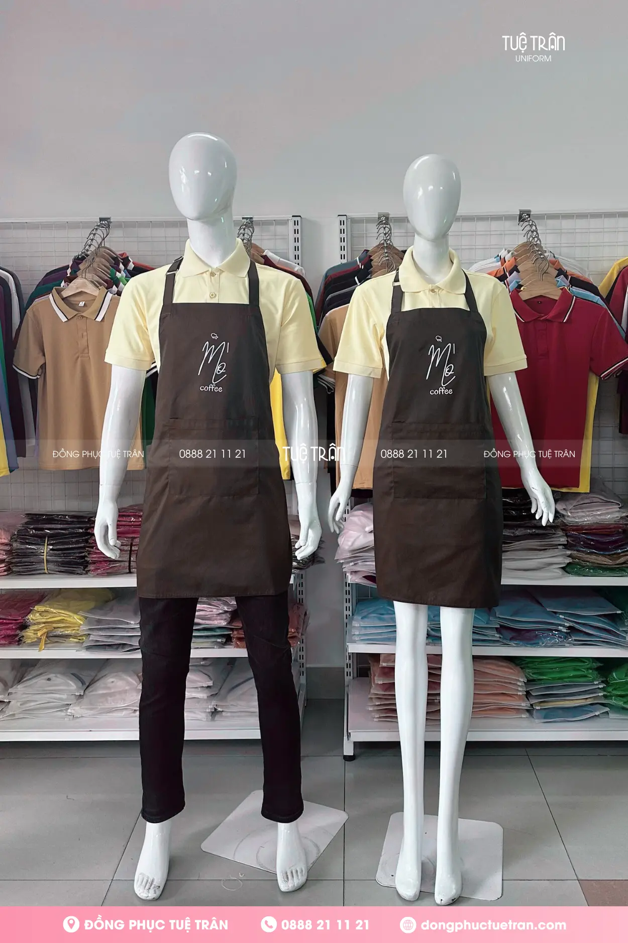 Đồng phục áo thun tạp dề Mò Coffee