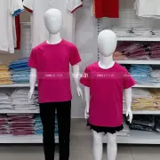Đồng phục áo thun cổ tròn cotton màu hồng sen