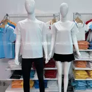 Đồng phục áo thun cổ tròn cotton màu trắng