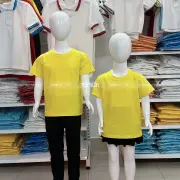 Đồng phục áo thun cổ tròn cotton màu vàng