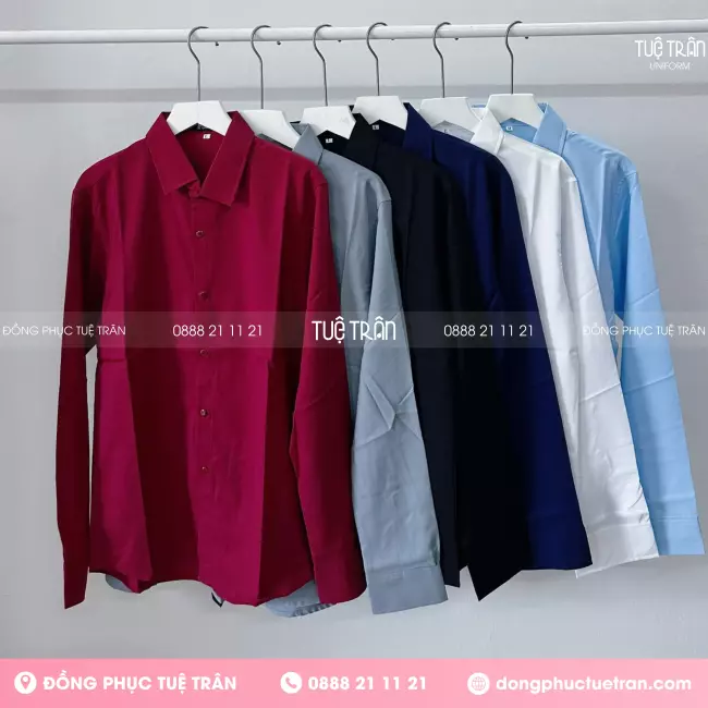 Áo sơ mi công sở tay dài màu xanh đen