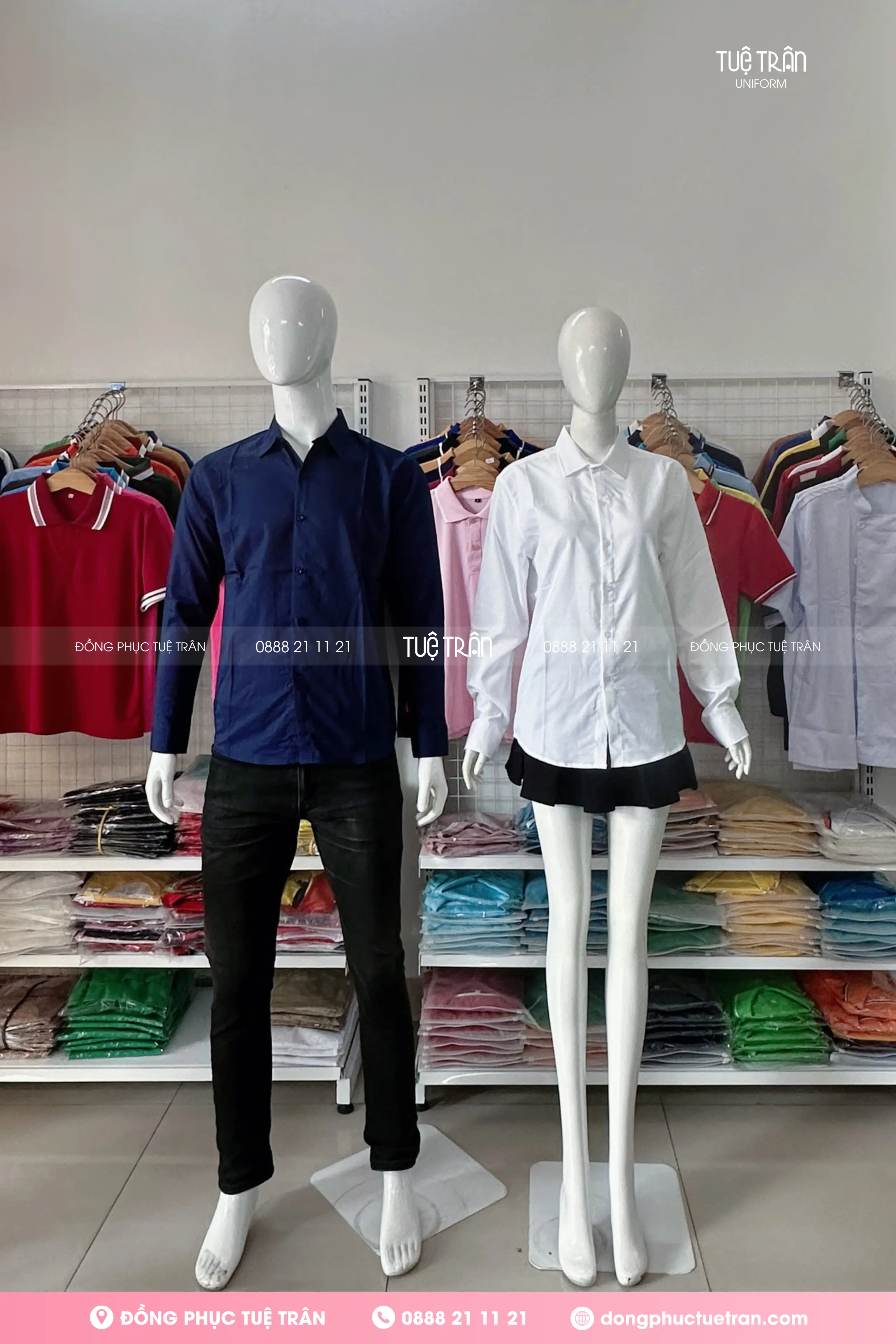 Áo sơ mi công sở tay dài màu trắng