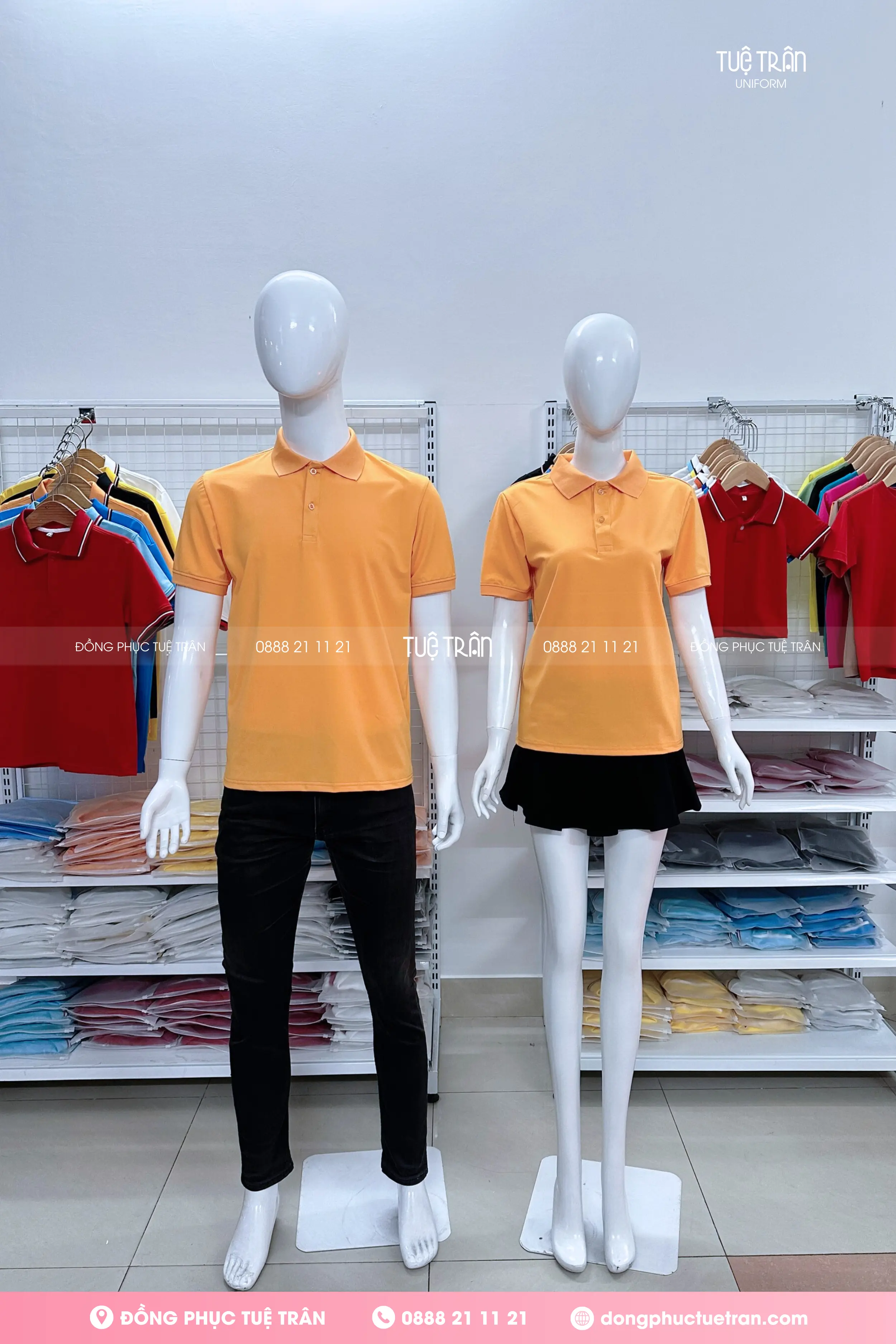 Áo thun polo đồng phục màu cam