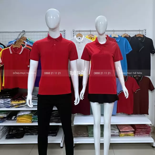 Áo thun polo đồng phục màu đỏ