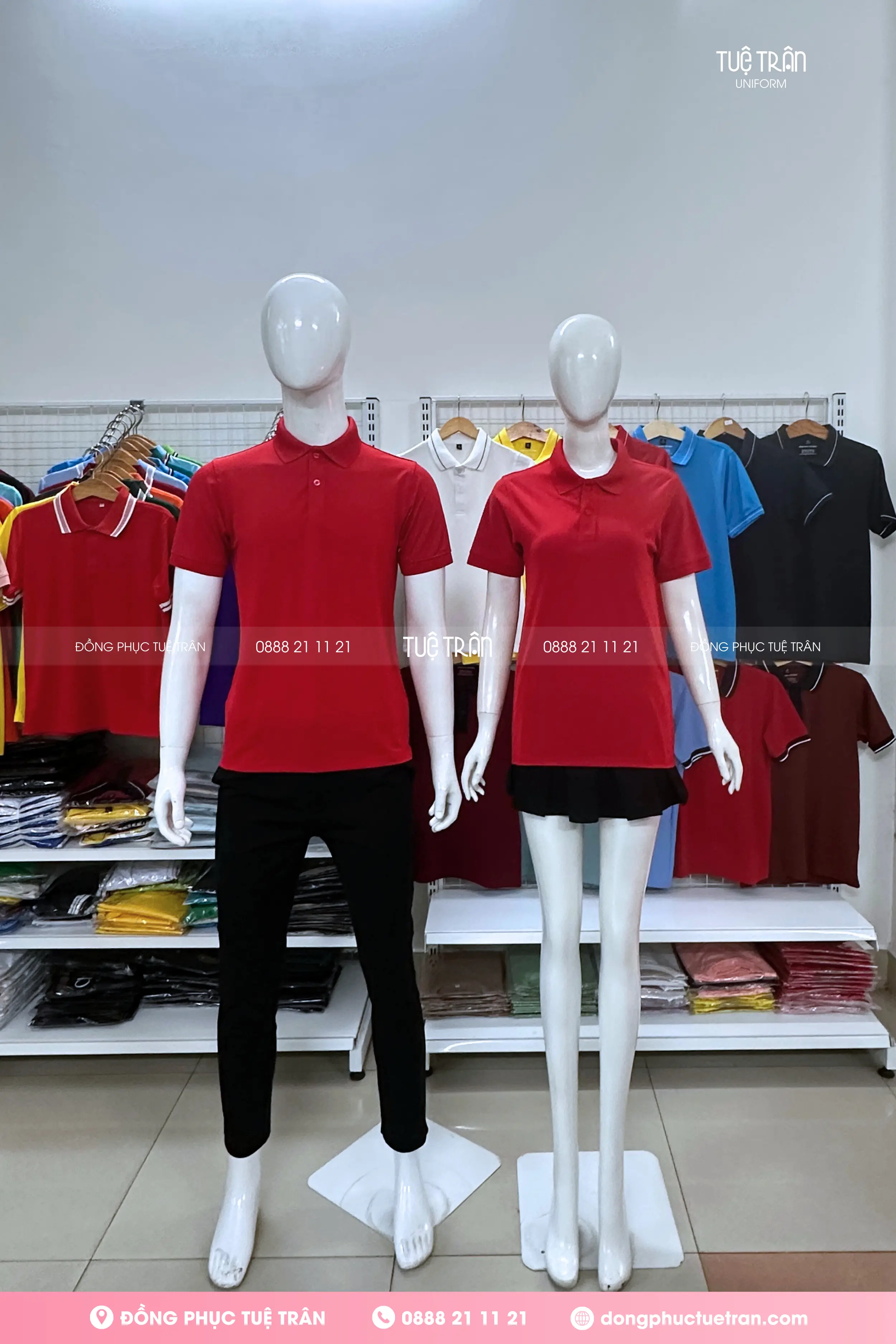 Áo thun polo đồng phục màu đỏ