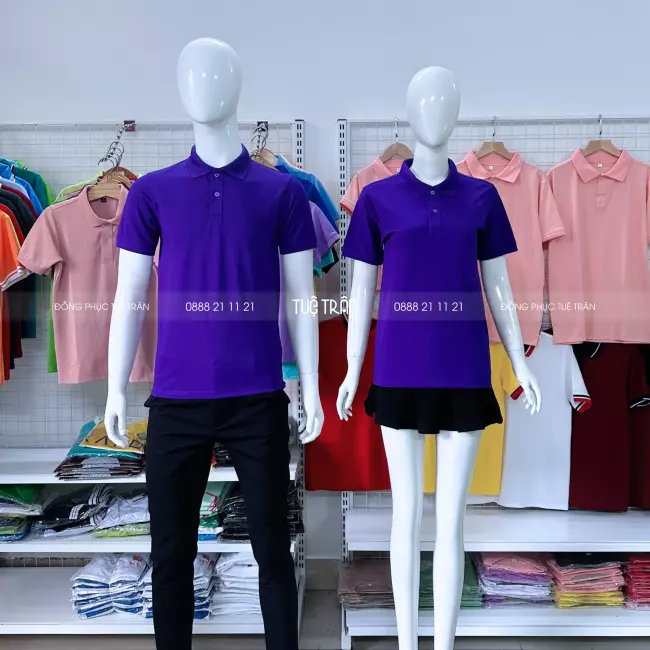Áo thun polo đồng phục màu tím Huế