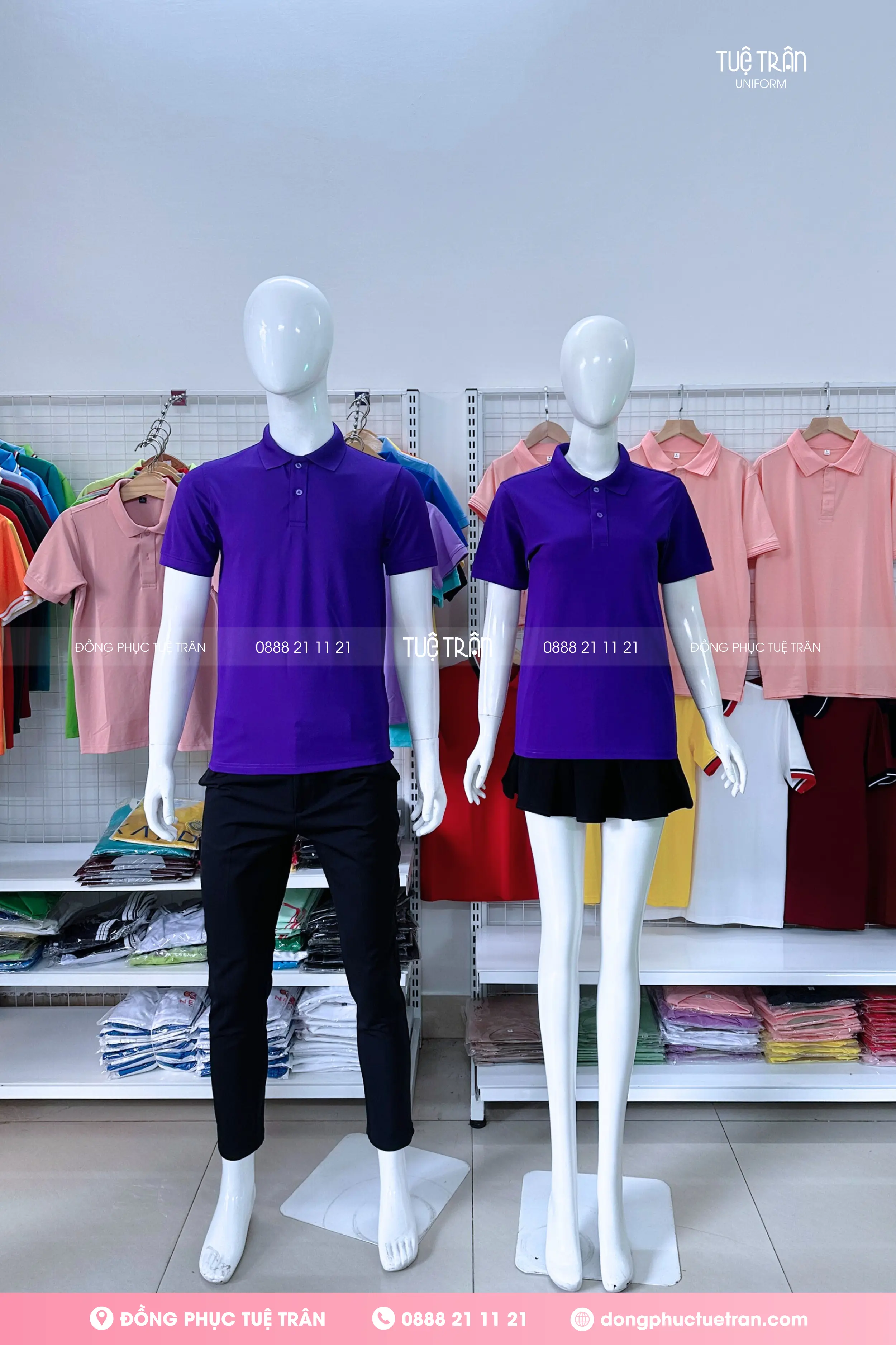 Áo thun polo đồng phục màu tím Huế