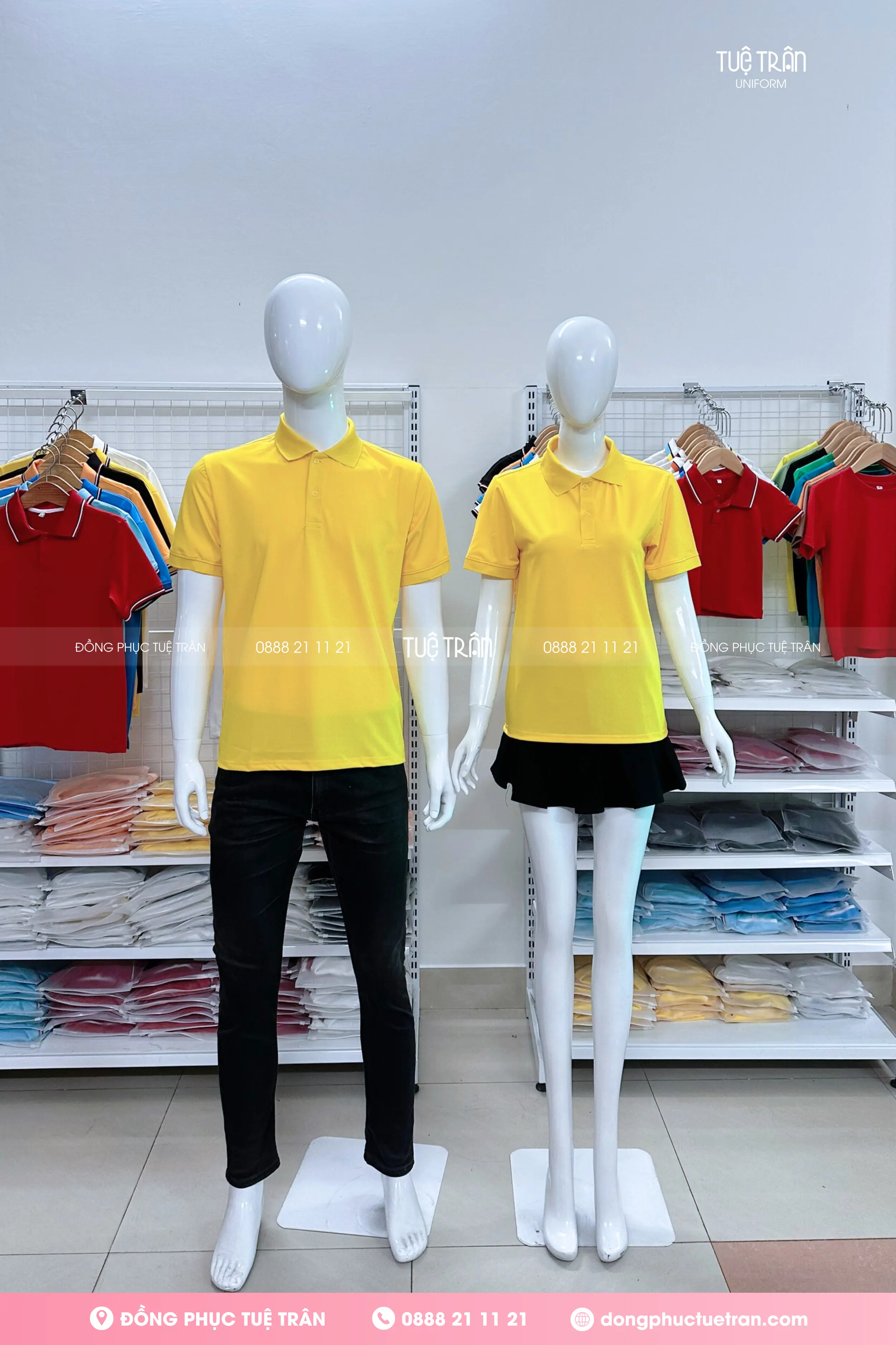 Áo thun polo đồng phục màu vàng đậm
