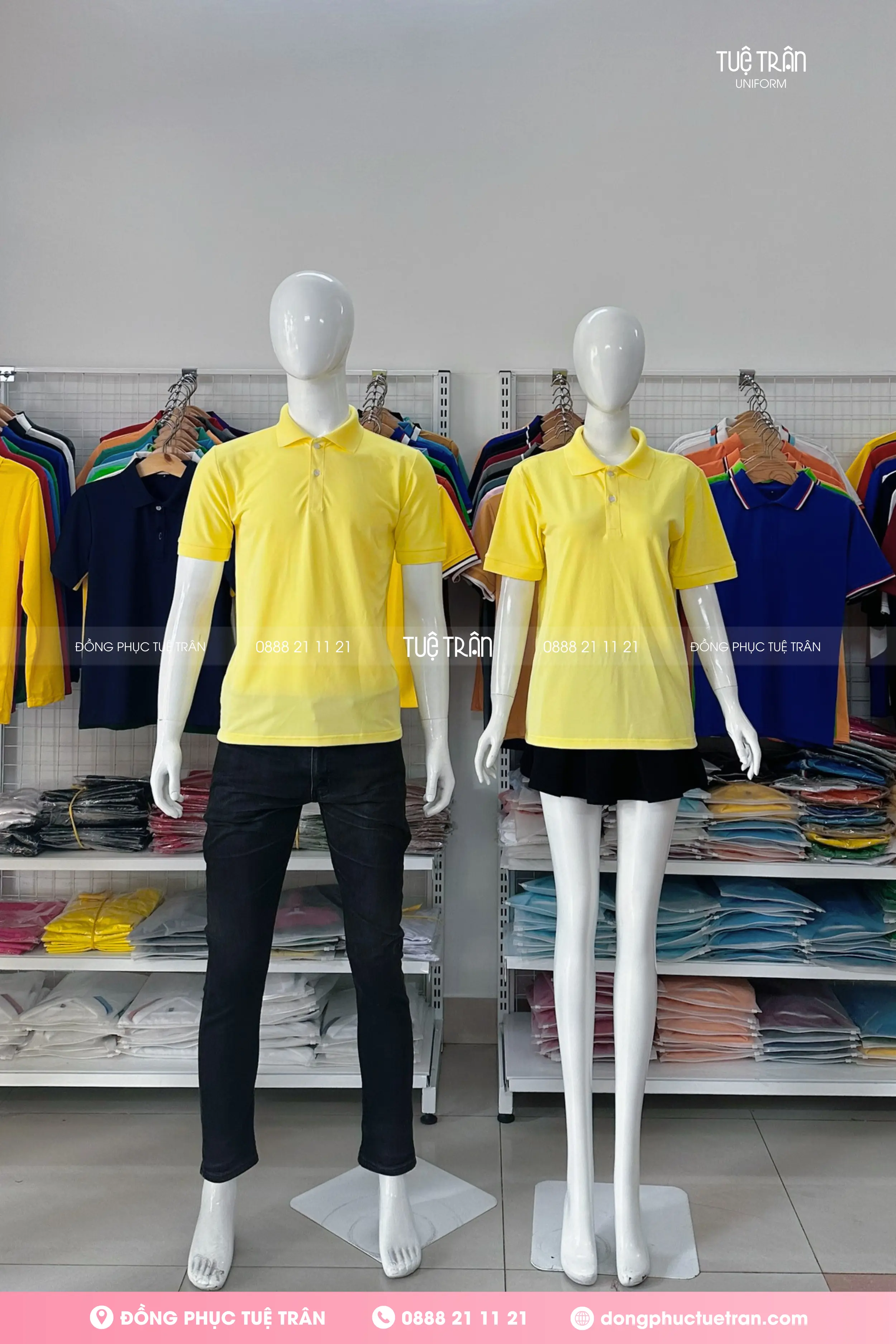Áo thun polo đồng phục màu vàng