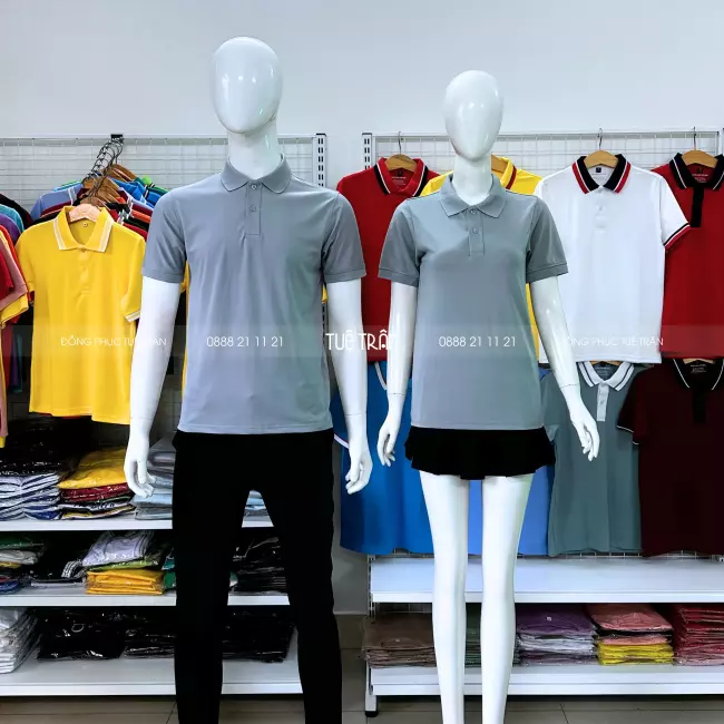 Áo thun polo đồng phục màu xám lợt