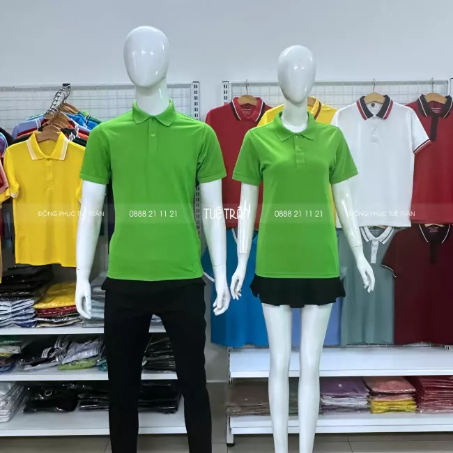 Áo thun polo đồng phục màu xanh chuối