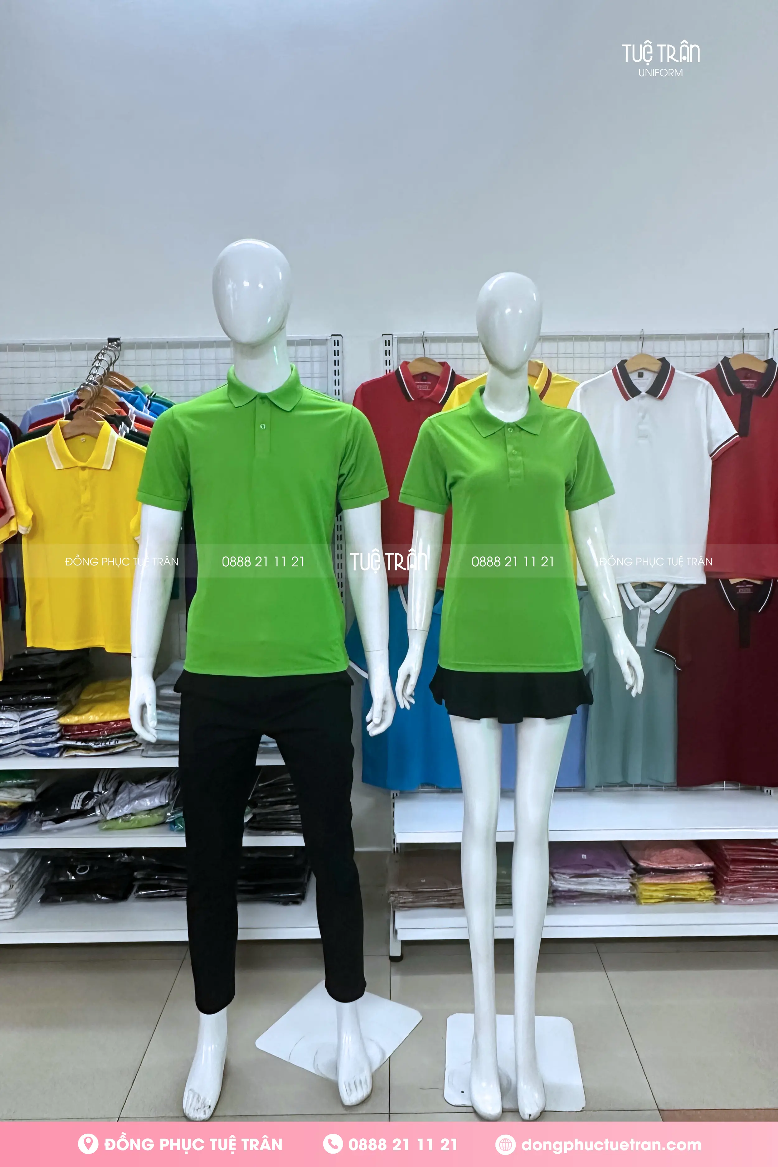 Áo thun polo đồng phục màu xanh chuối