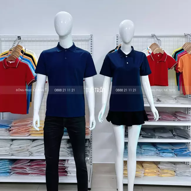 Áo thun polo đồng phục màu xanh đen
