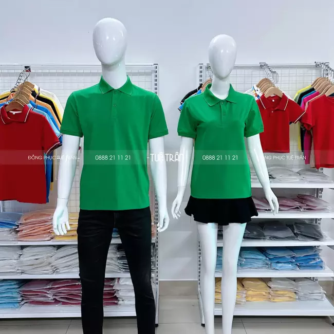 Áo thun polo đồng phục màu xanh két