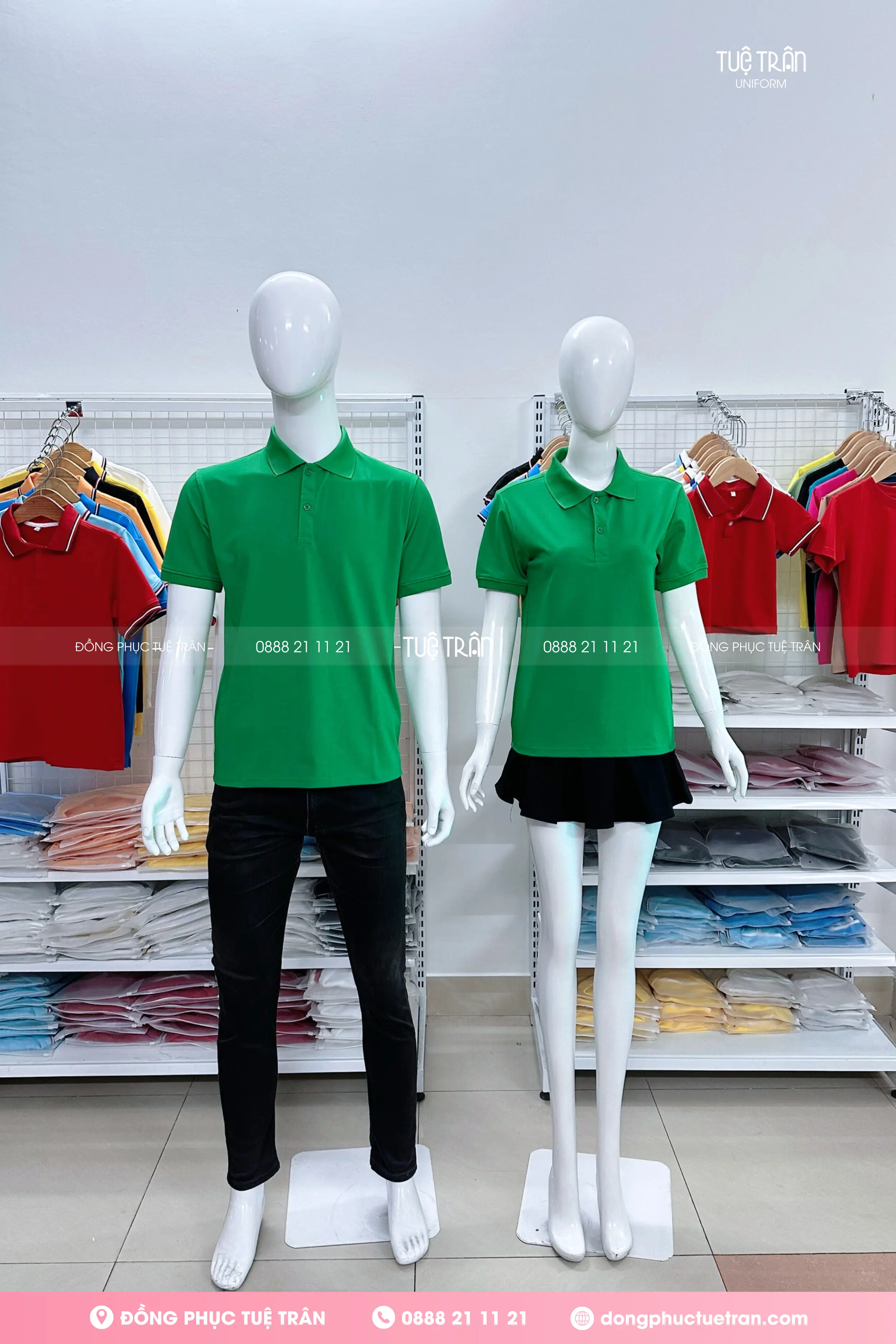 Áo thun polo đồng phục màu xanh két