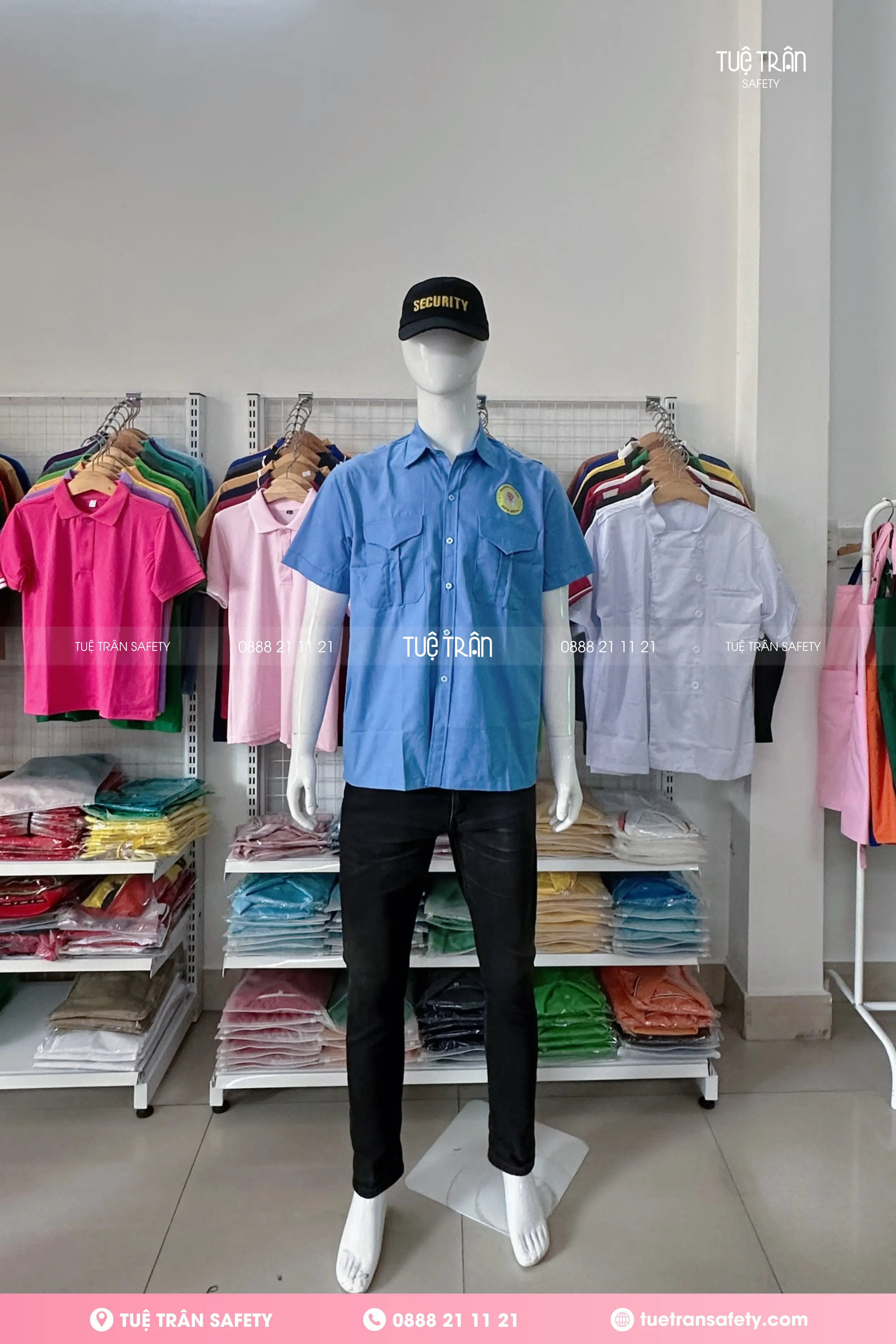 Áo bảo vệ ngắn tay màu xanh